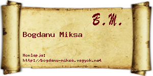 Bogdanu Miksa névjegykártya